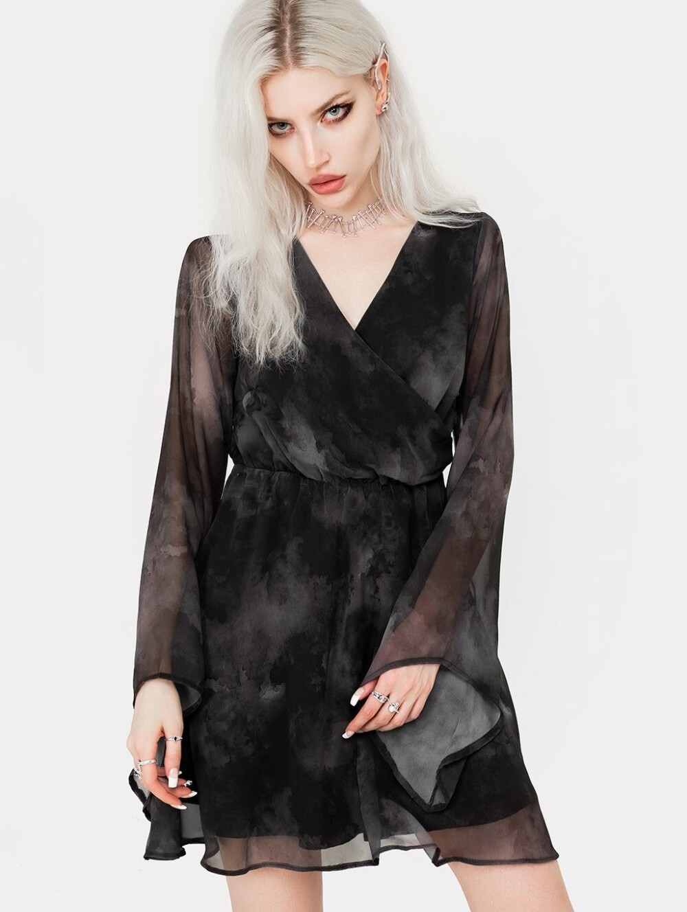 Disturbia Tempest Flared Sleeve Mini Dress Size 2 FLAWED